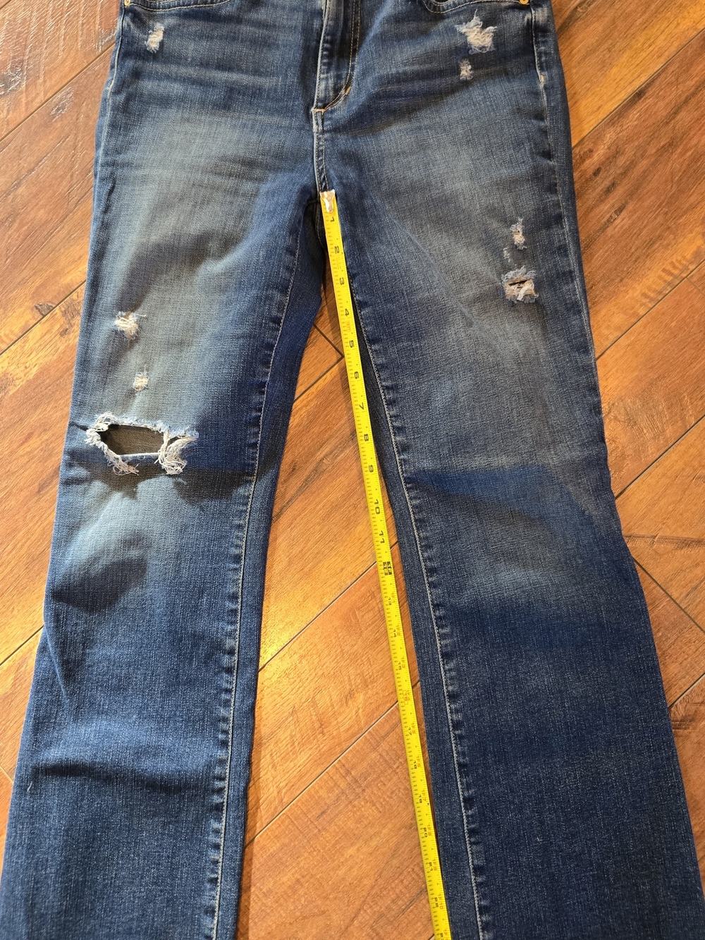 Joe's Jeans Distressed Dark Blue  Crop Bootcut Jeans